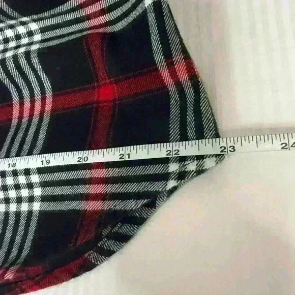 Chaps black red white plaid zip up flannel shirt jacket shacket size XL petite - Picture 9 of 10
